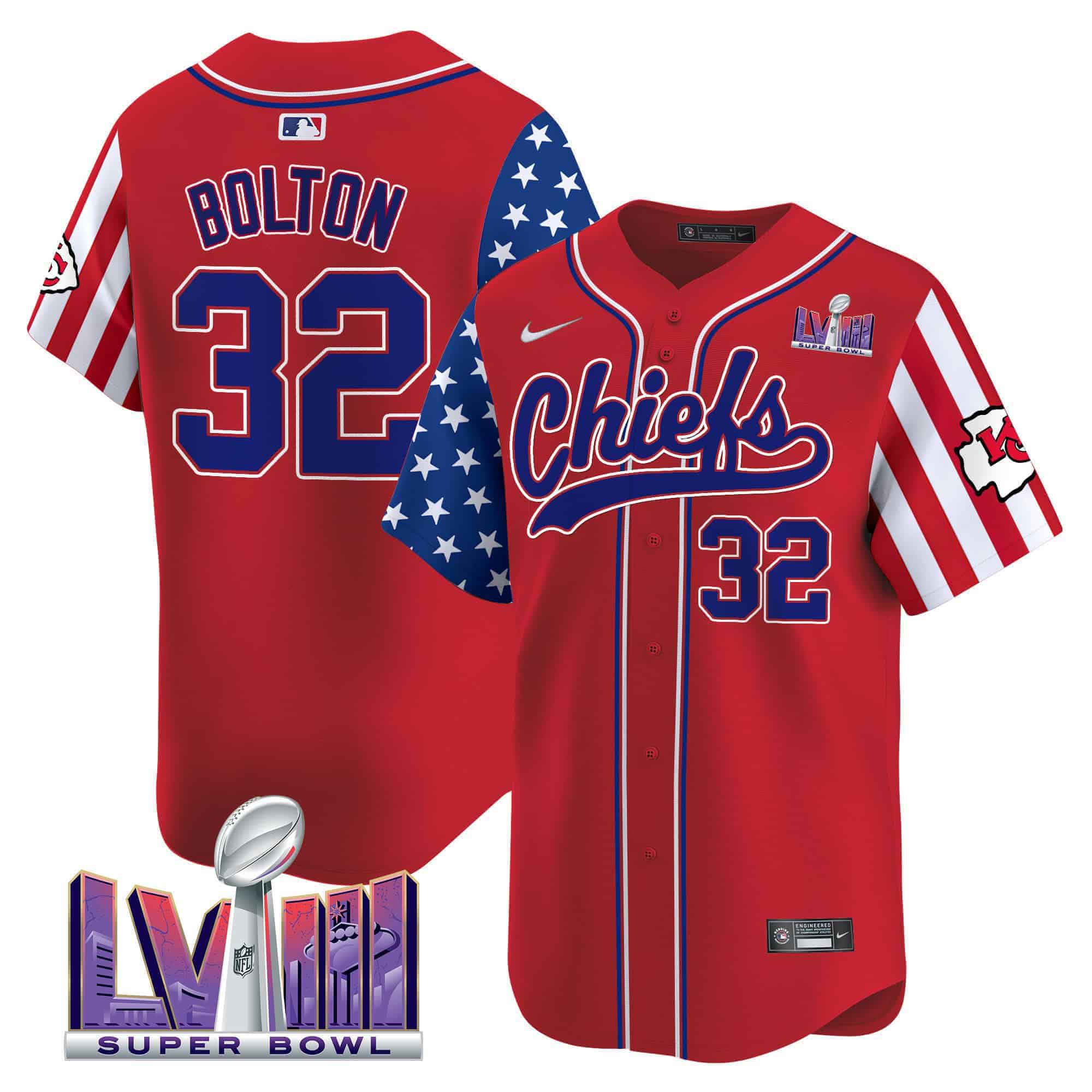 Men Kansas City Chiefs #32 Bolton Red 2024 Nike Independence Day Vapor Premier Limited NFL Jersey